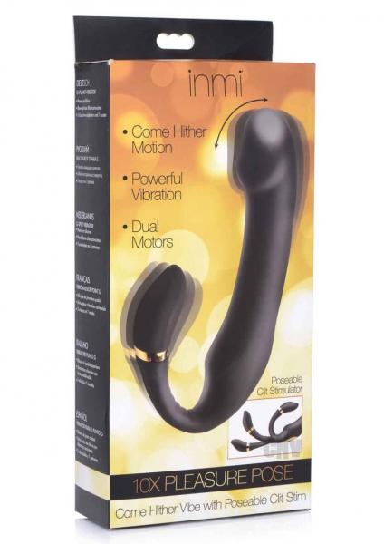 10x Pleasure Pose Come Hither Silicone Vibrator With Poseable Clit Stimulator