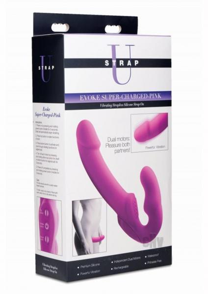 Evoke Super Charged Vibrating Strapless Strap On Pink
