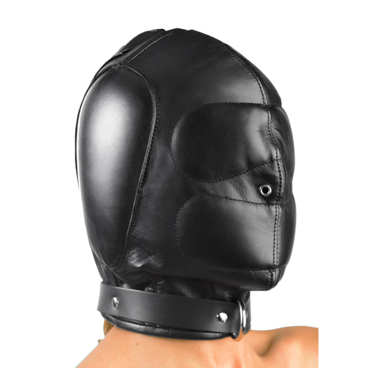 leather, hood, muzzle, gag, bdsm gear, bondage wear, fetish, submission, sensory deprivation