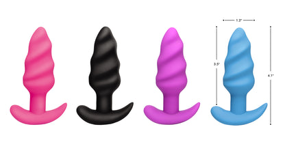 Remote Control 21x Vibrating Silicone Swirl Butt Plug - Blue