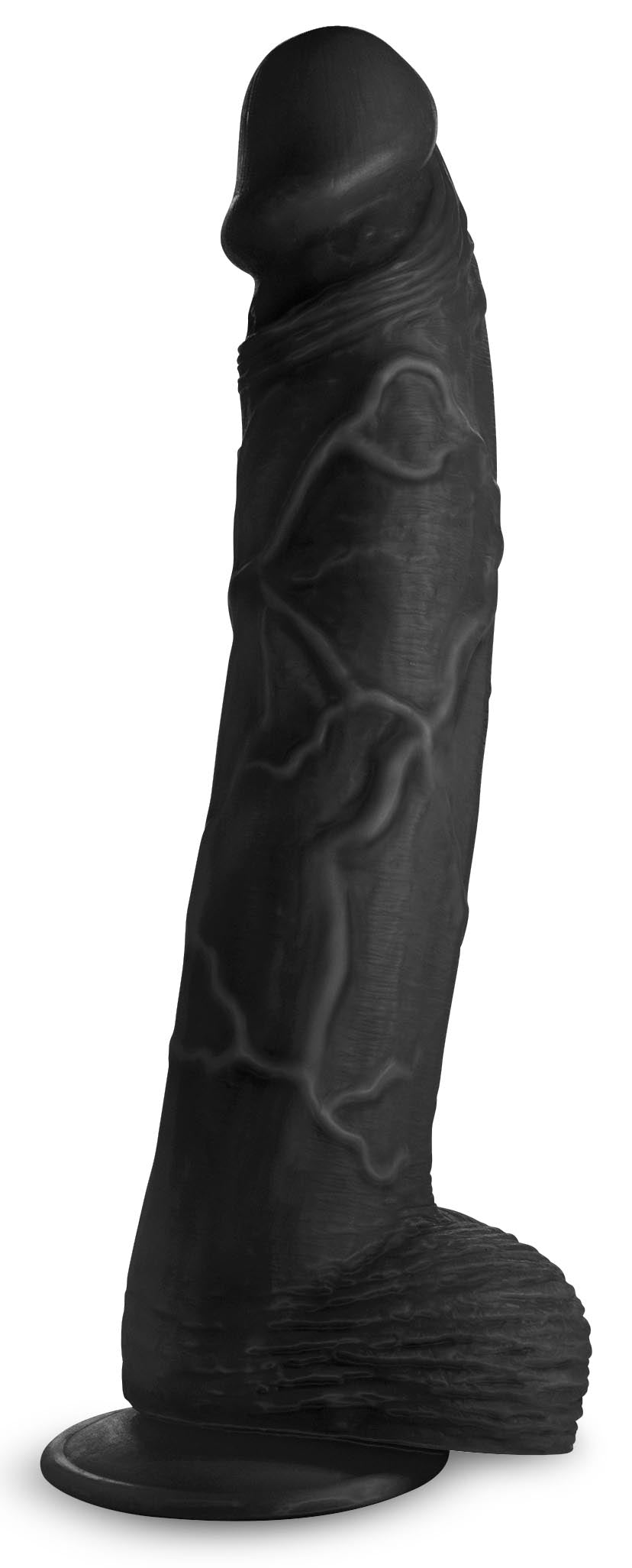 Hung Harry 11.75 Inch Dildo With Balls - Black