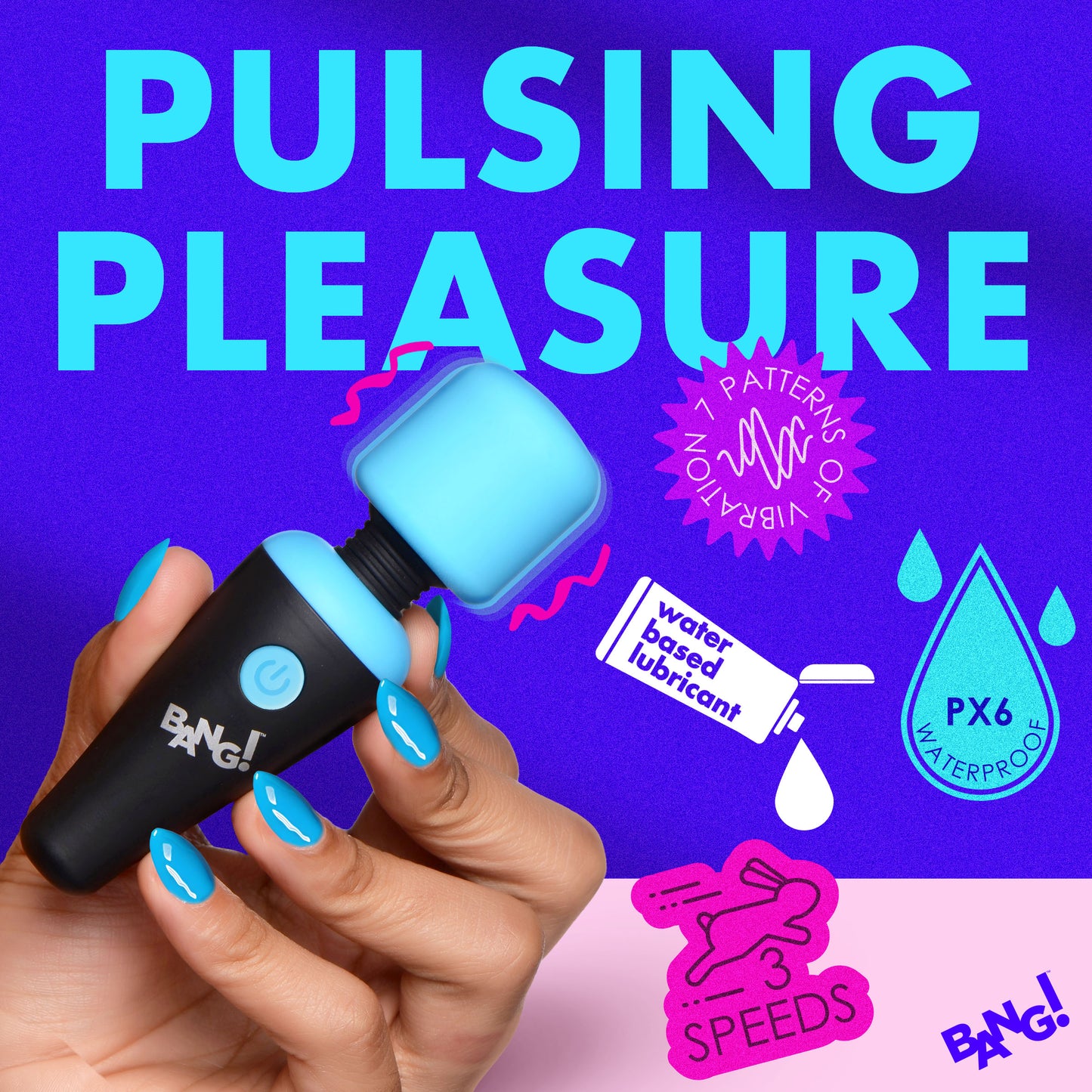 10x Ultra Powerful Silicone Mini Wand - Blue