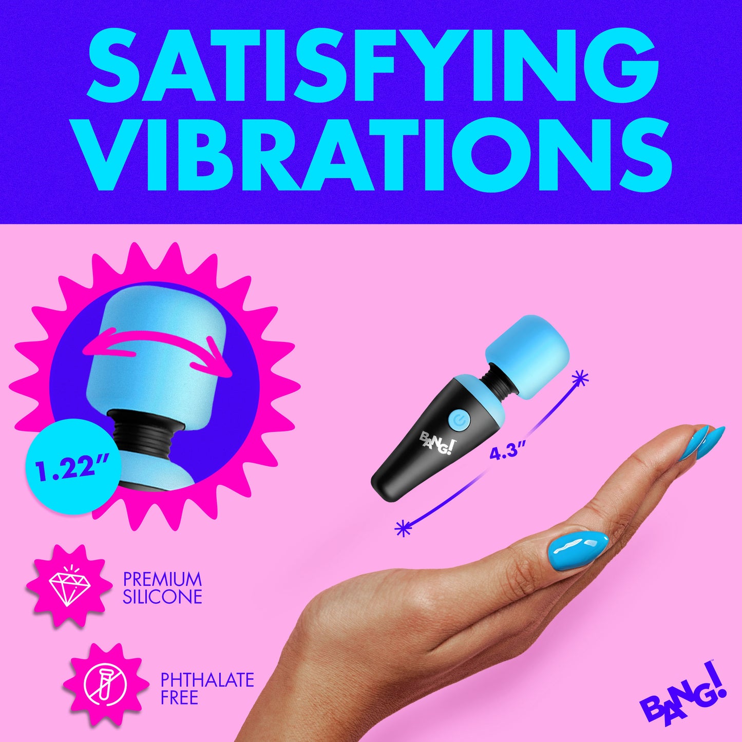 10x Ultra Powerful Silicone Mini Wand - Blue