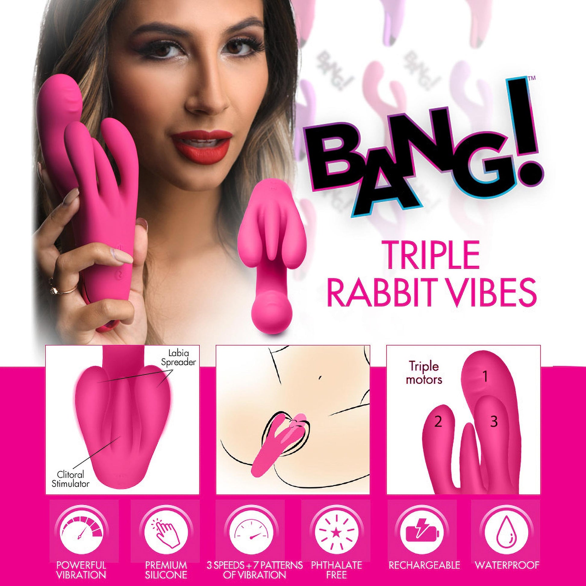10x Triple Rabbit Silicone Vibrator Spicy Supply 10x Triple Rabbit Silicone Vibrator Spicy Supply