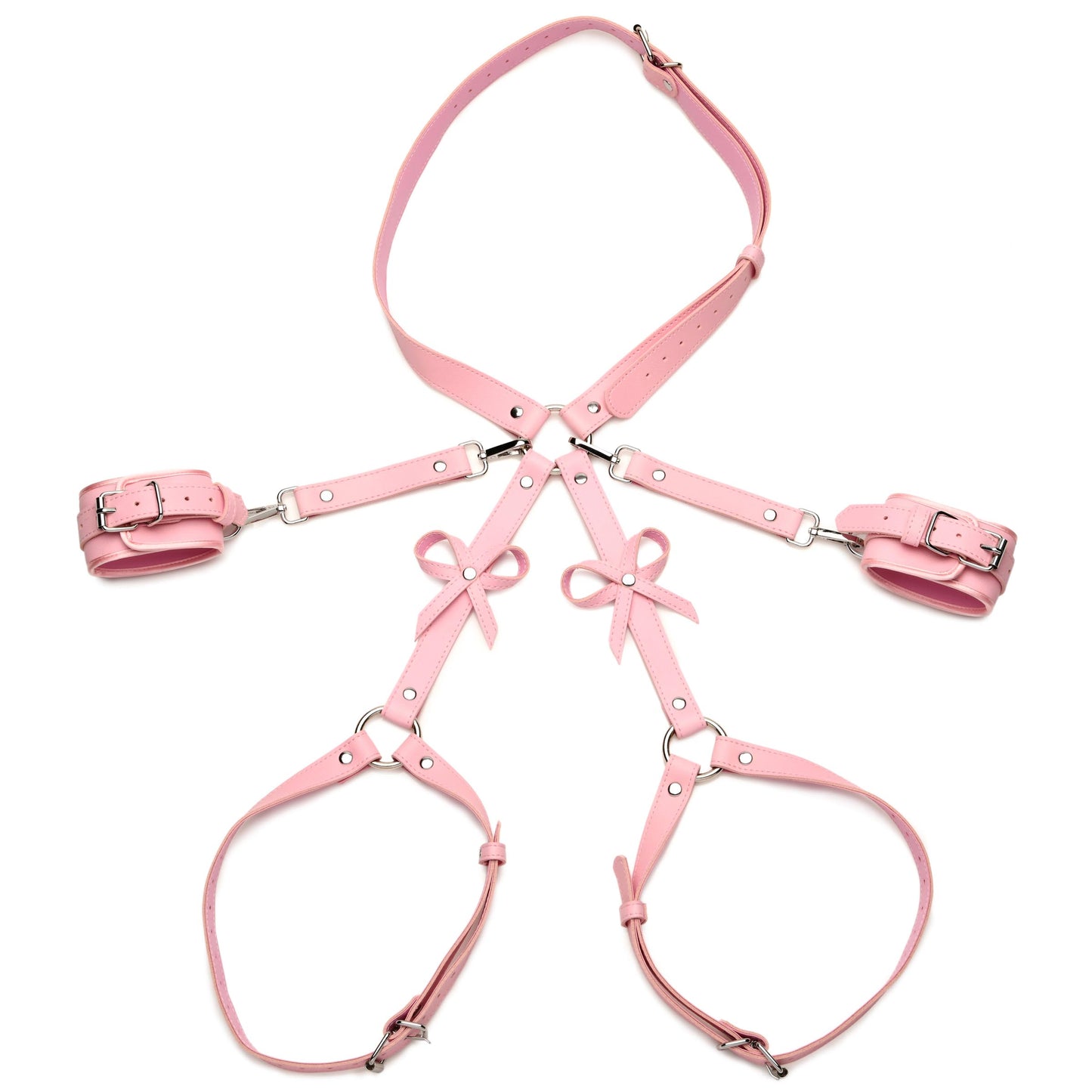 Pink Bondage Thigh Harness With Bows - M/l