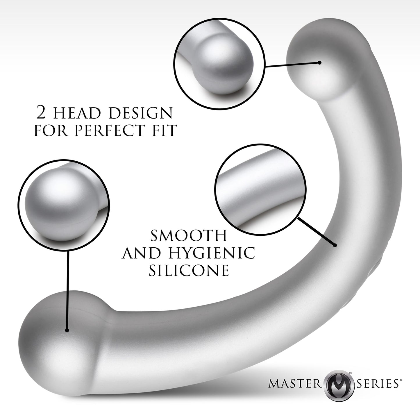 10x Vibra-crescent Vibrating Silicone Dual-ended Dildo - Silver