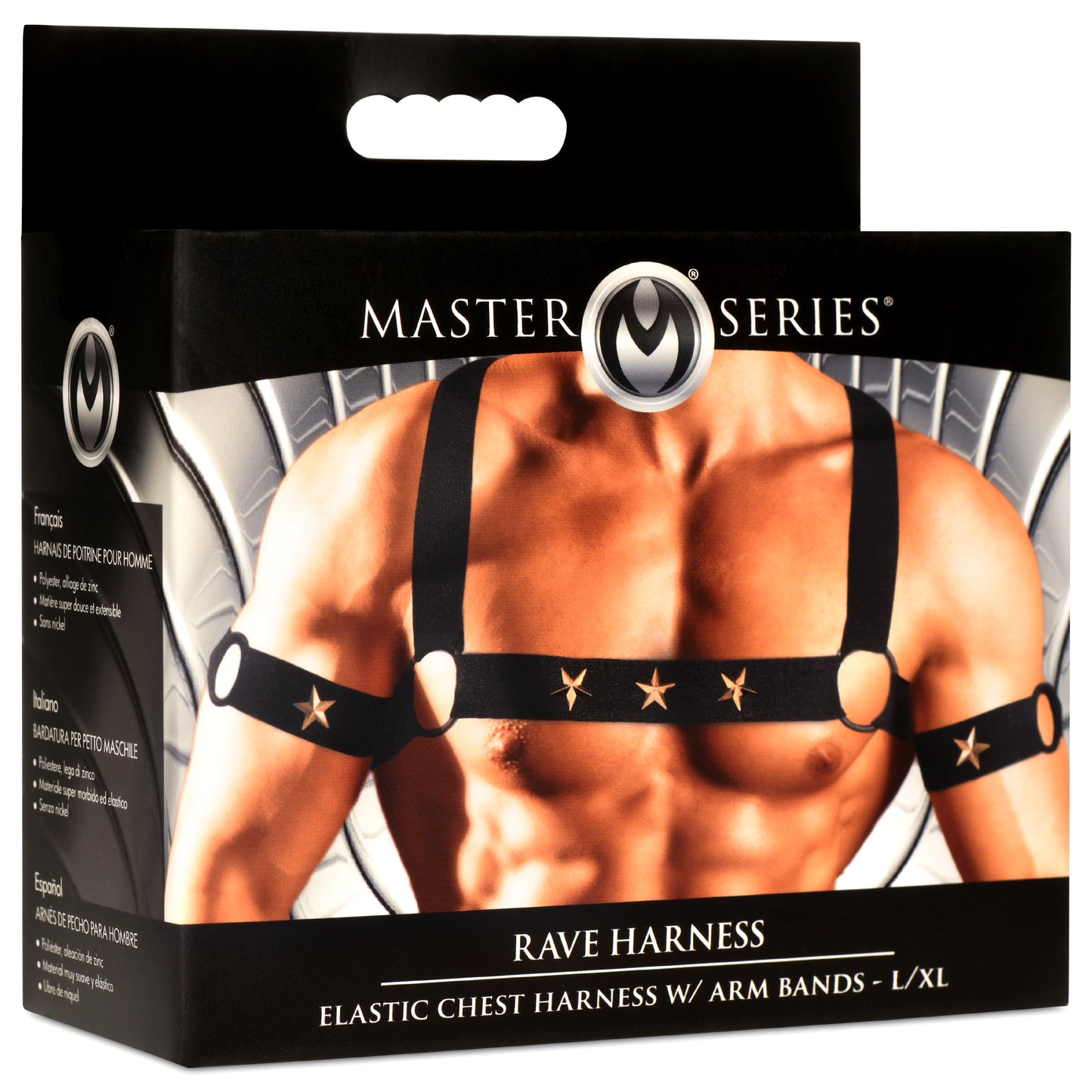 Rave Harness Elastic Chest Harness With Arm Bands - L/xl