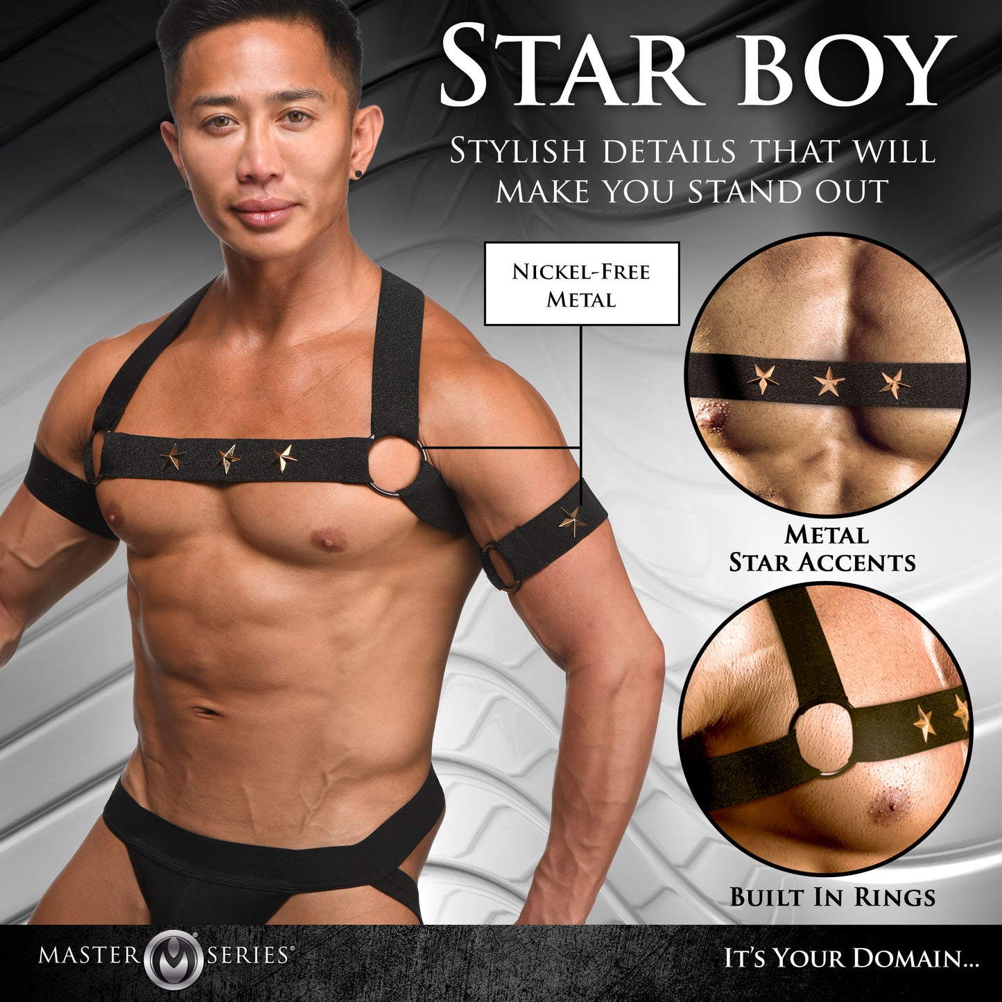Rave Harness Elastic Chest Harness With Arm Bands - Sm