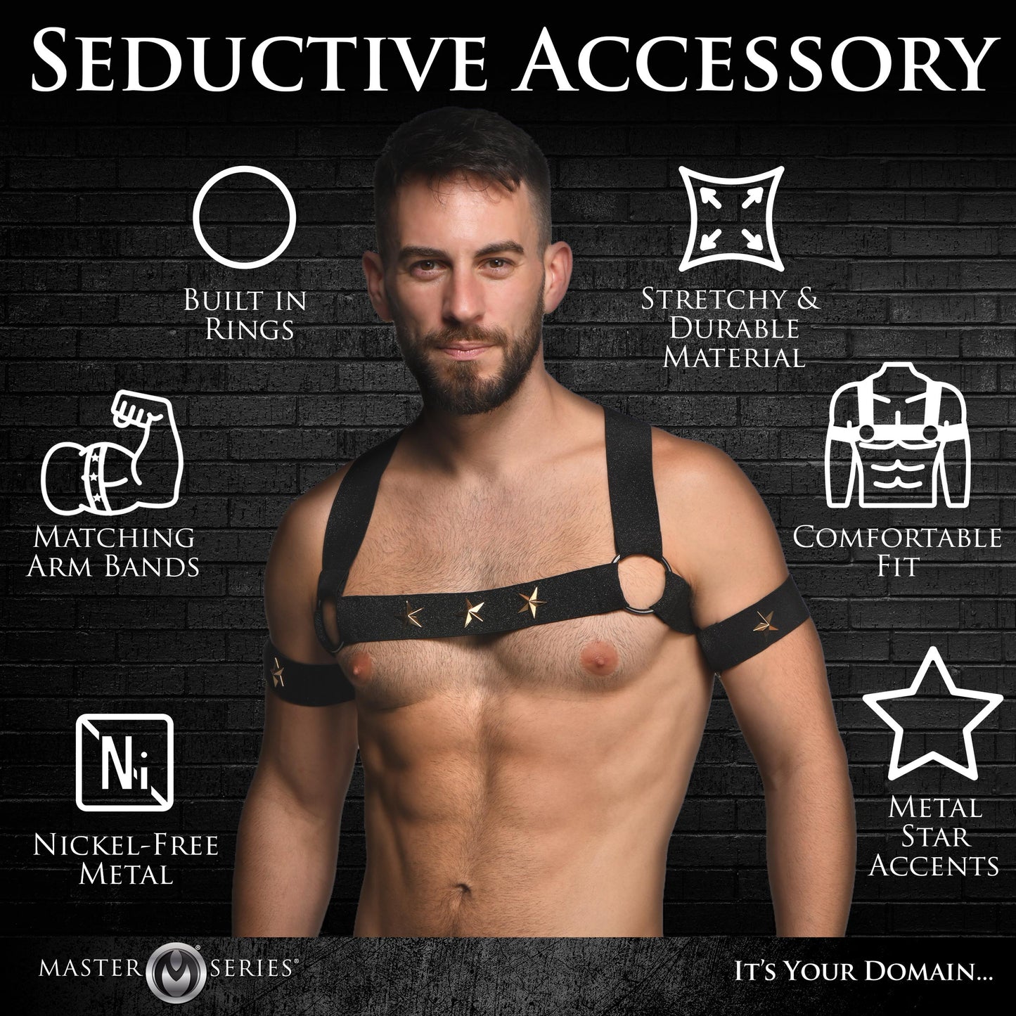 Rave Harness Elastic Chest Harness With Arm Bands - Sm
