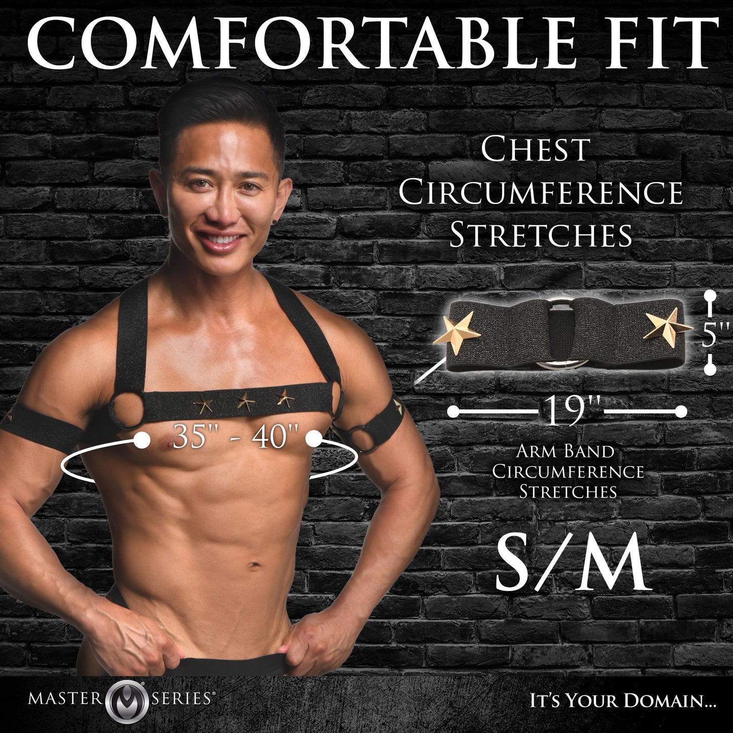 Rave Harness Elastic Chest Harness With Arm Bands - Sm