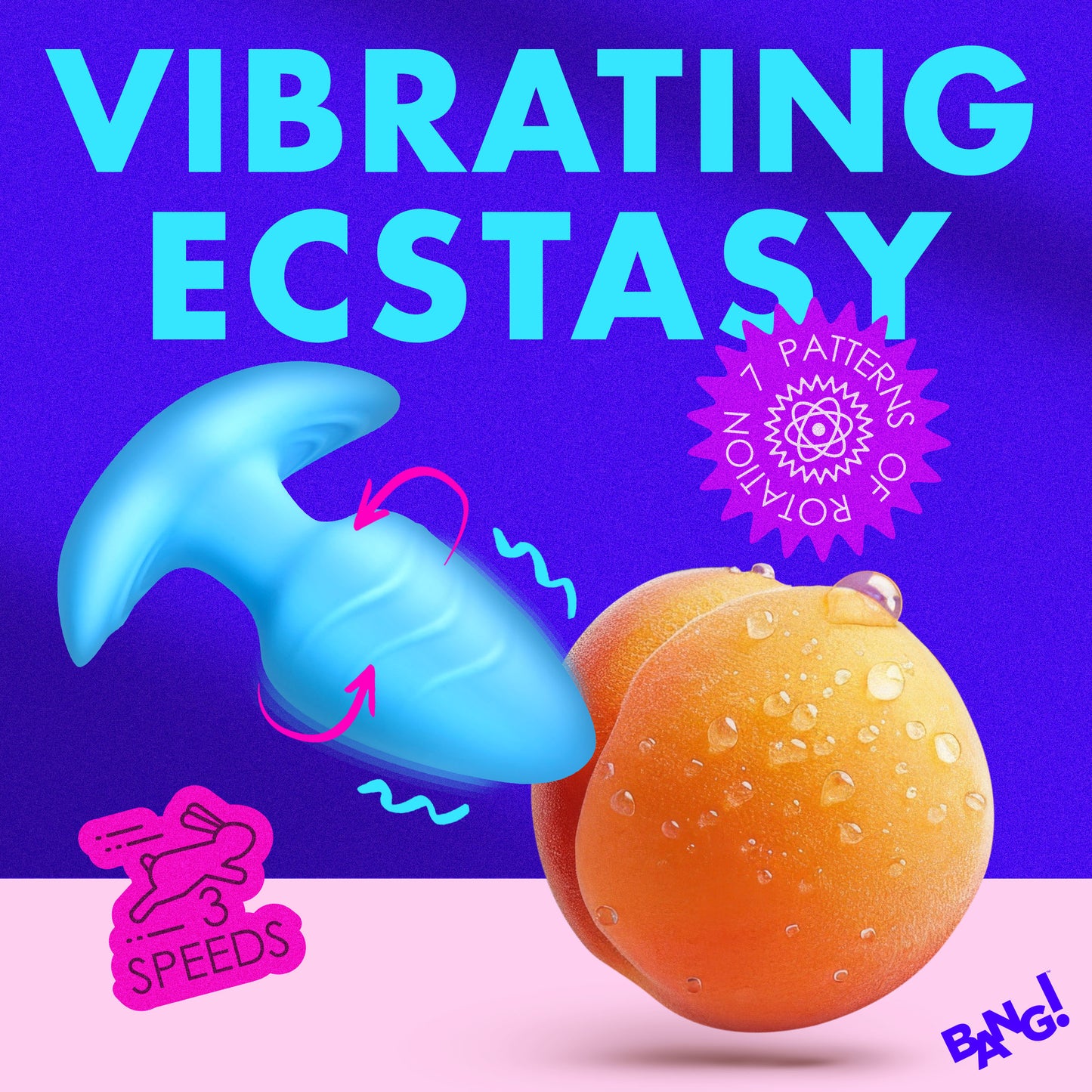 Rotating And Vibrating Silicone Butt Plug - Blue