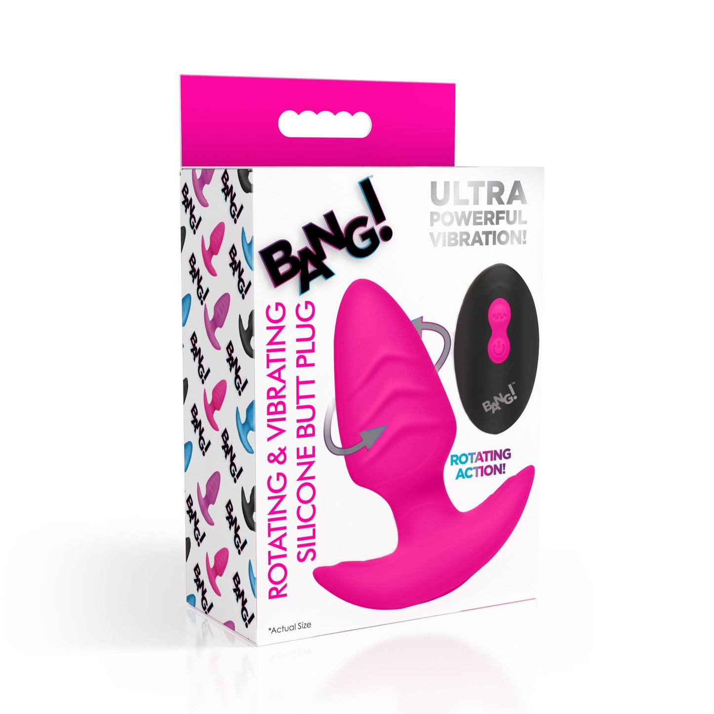 Rotating And Vibrating Silicone Butt Plug - Pink
