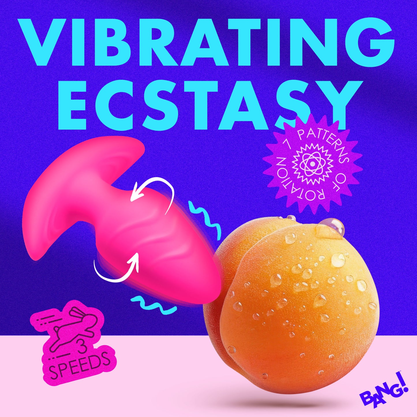 Rotating And Vibrating Silicone Butt Plug - Pink