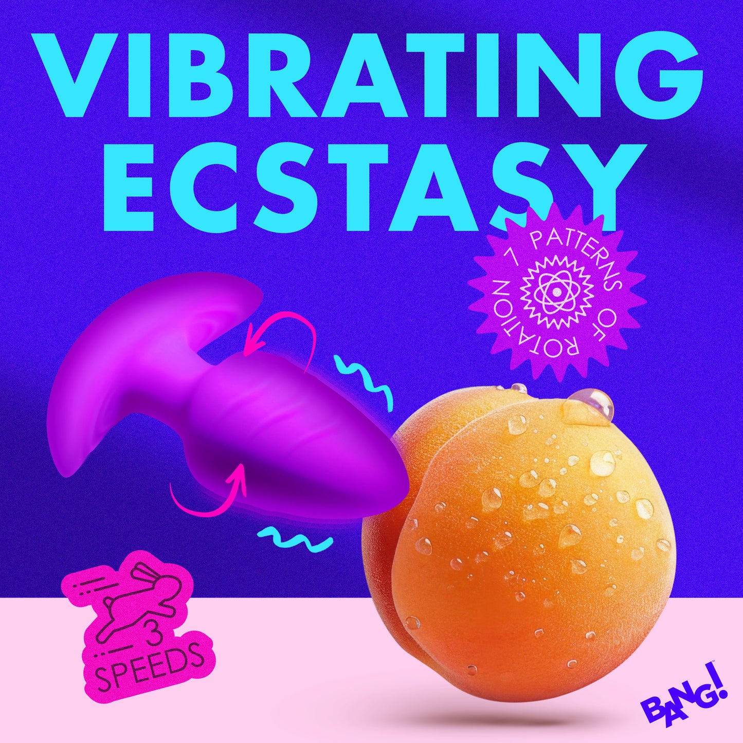 Rotating And Vibrating Silicone Butt Plug - Purple