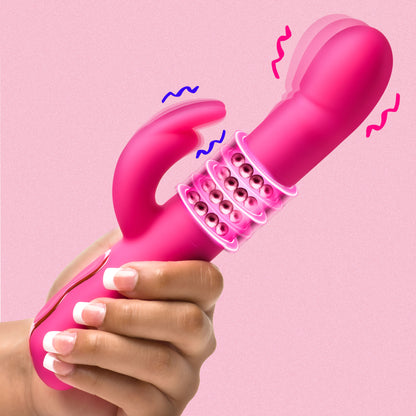 rabbit vibrator, bunny vibrator, sex toy, women, adult toy, clitoral stimulator, g-spot stimulator, thrusting