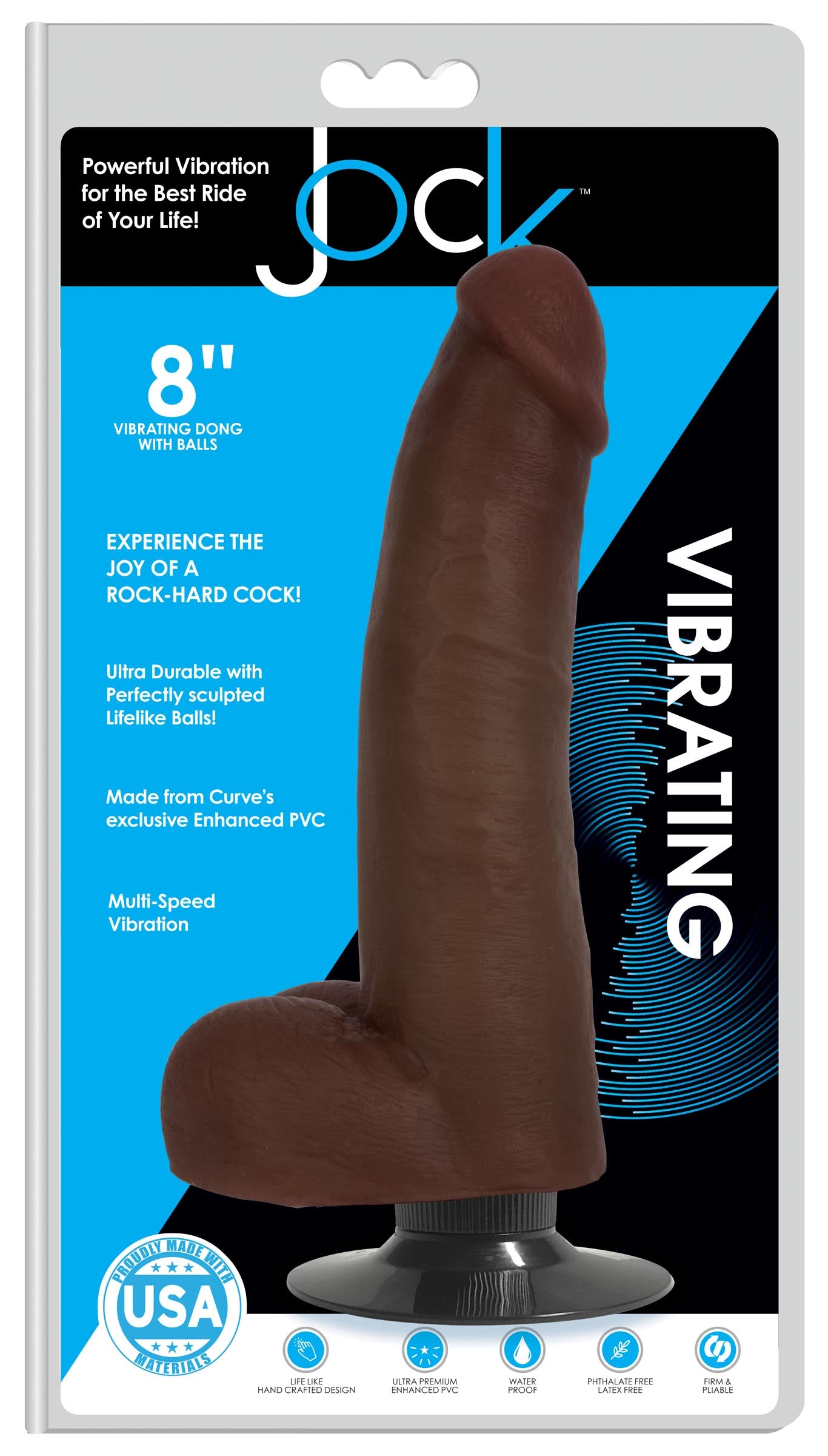 Jock Dark Vibrating Dildo With Balls - 8 Inch