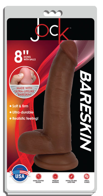 Jock Dark Bareskin Dildo With Balls - 8 Inch