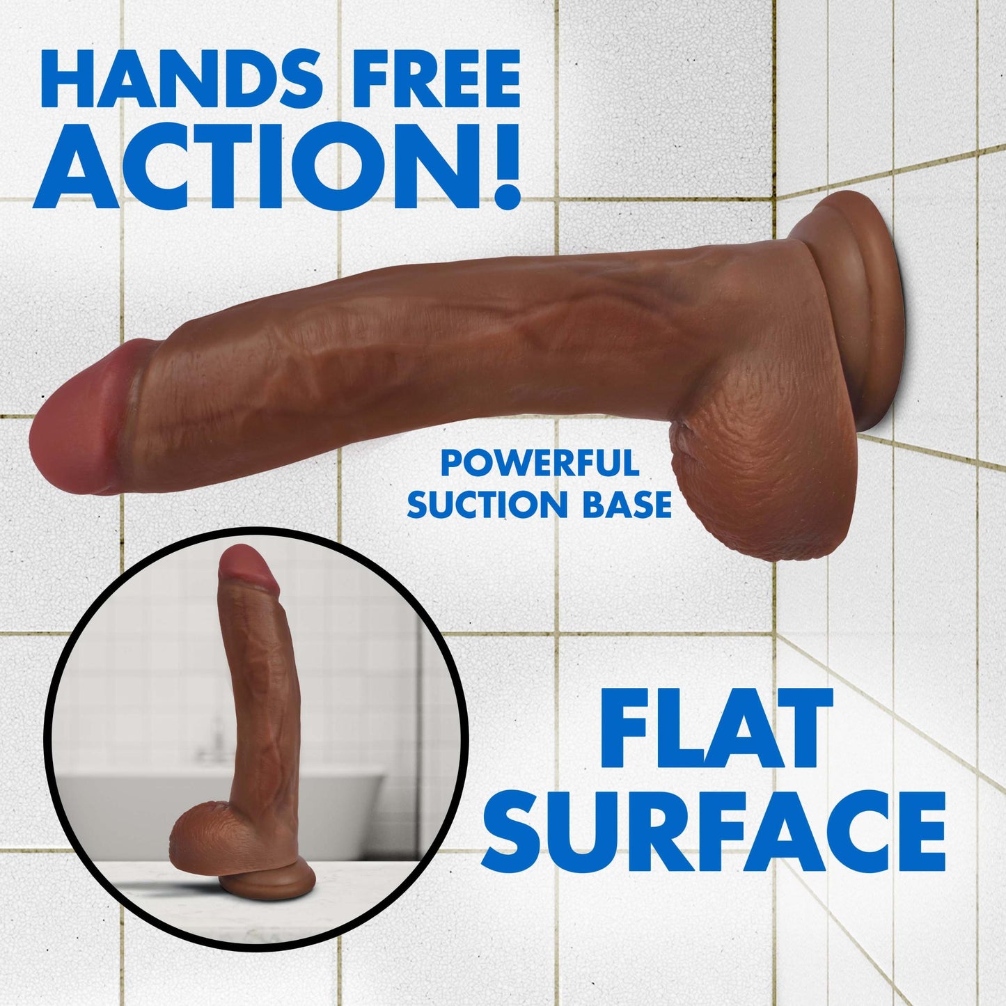 Jock Dark Bareskin Dildo With Balls - 9 Inch