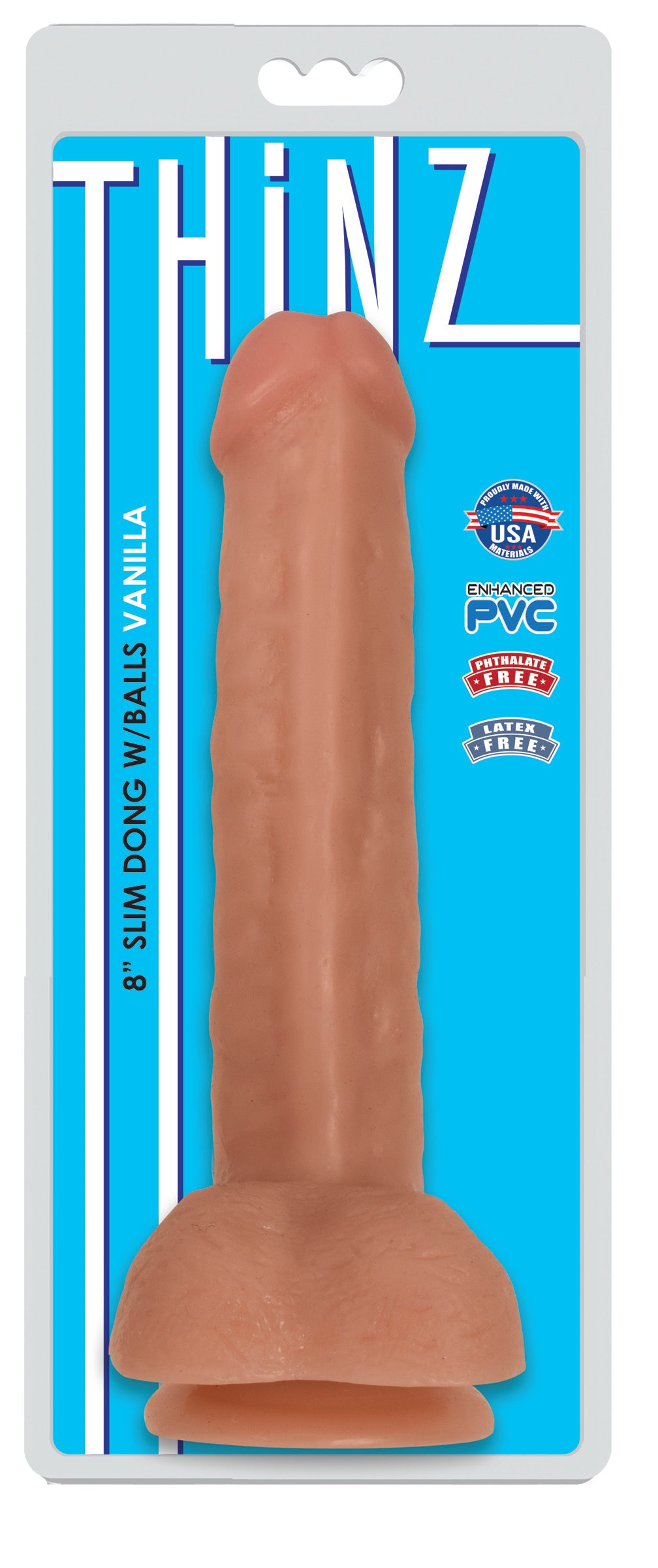 Thinz 8 Inch Slim Dildo With Balls - Light