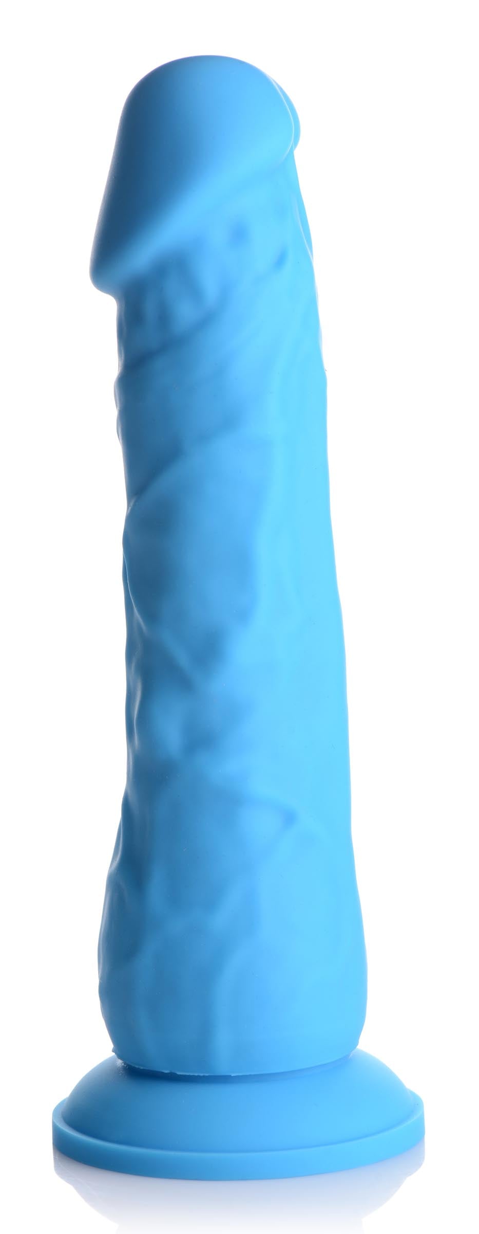 silicone dildo, realistic, blue, suction base, sex toy, adult toy