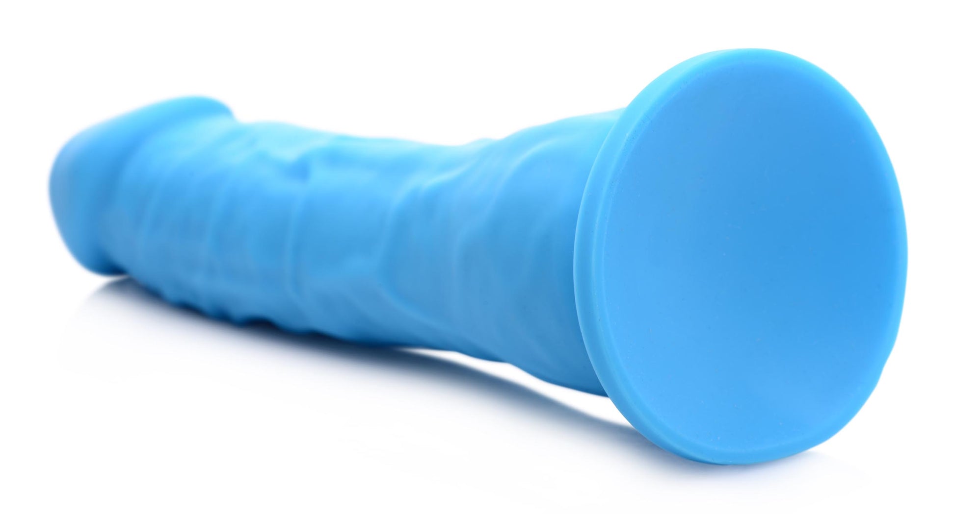 silicone dildo, realistic, blue, suction base, sex toy, adult toy