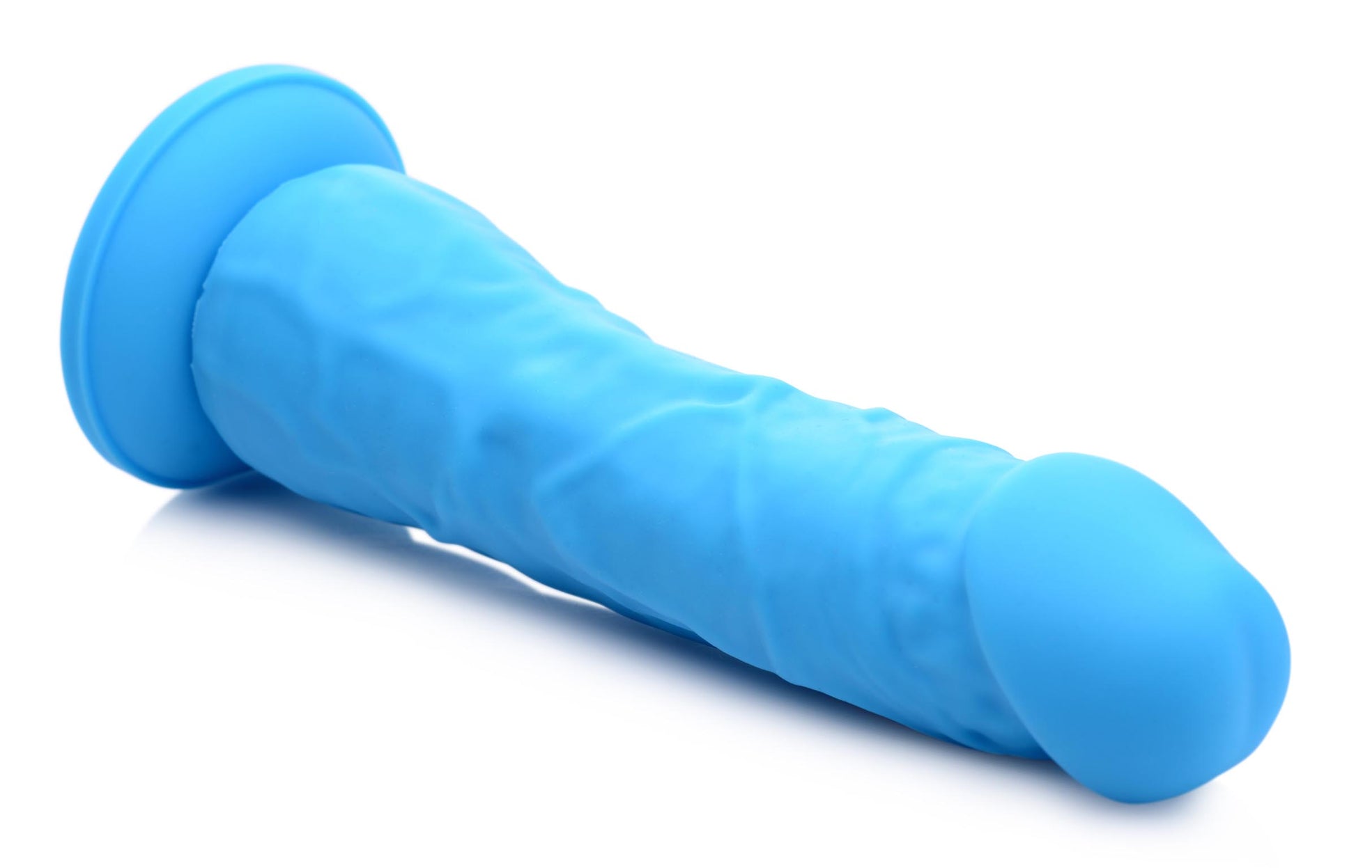 silicone dildo, realistic, blue, suction base, sex toy, adult toy