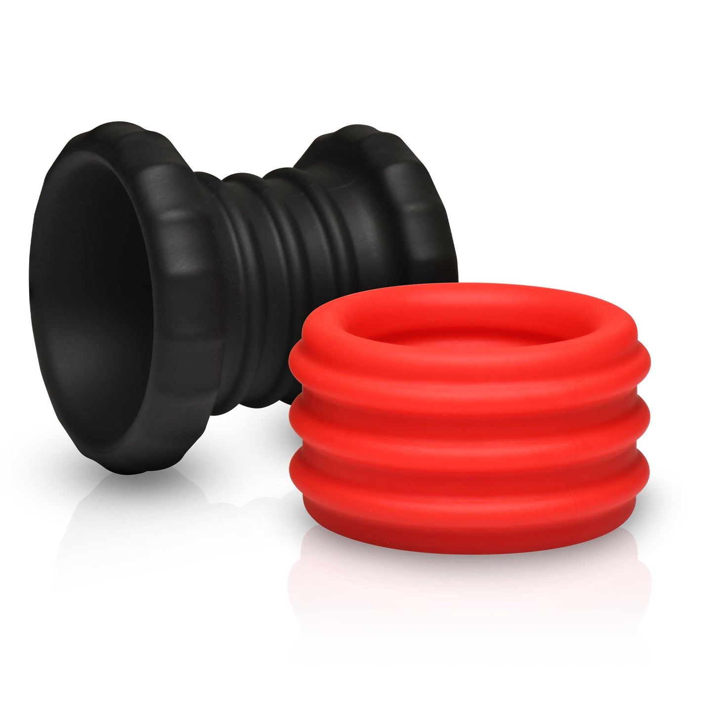 2-in-1 Silicone Cock Ring - Red