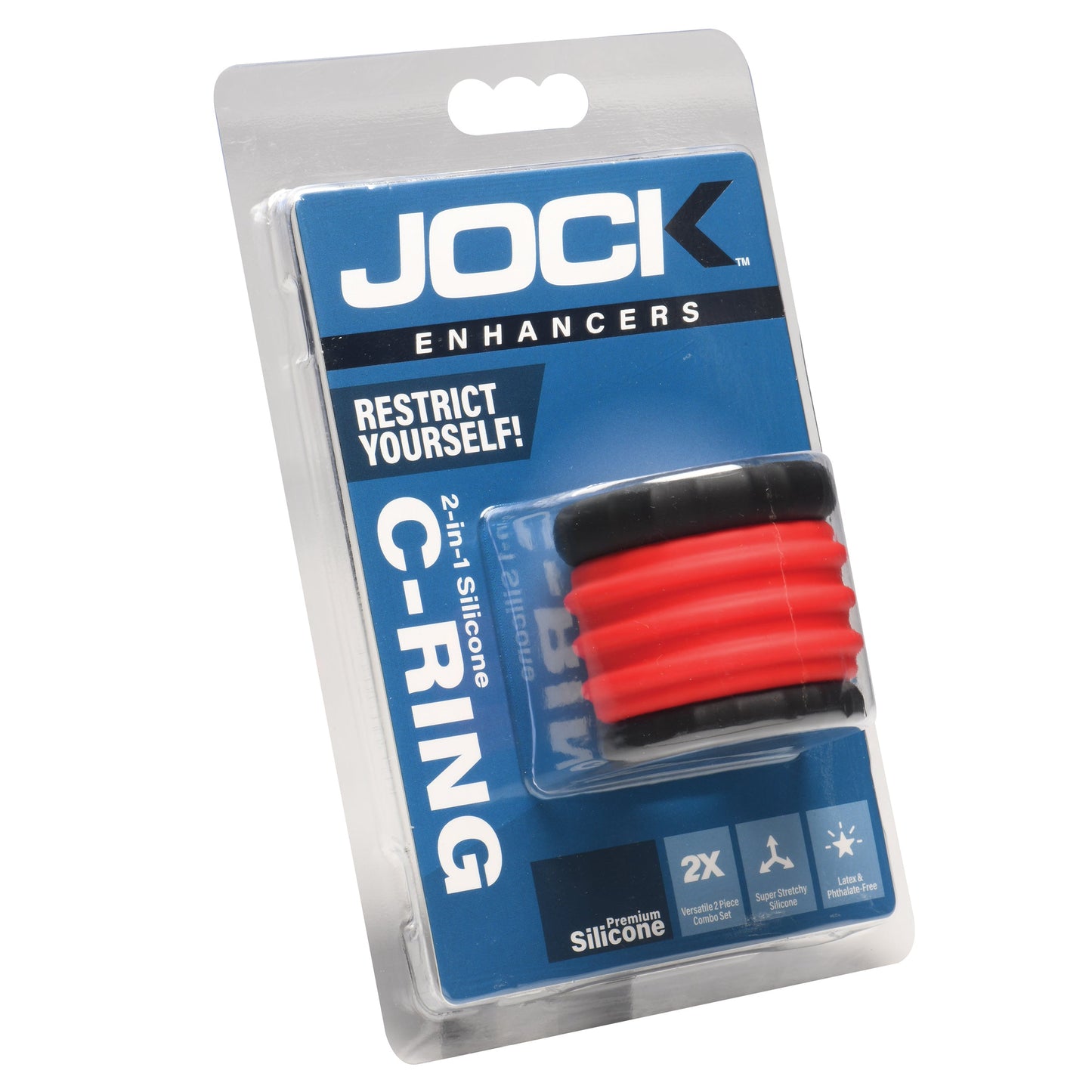 2-in-1 Silicone Cock Ring - Red