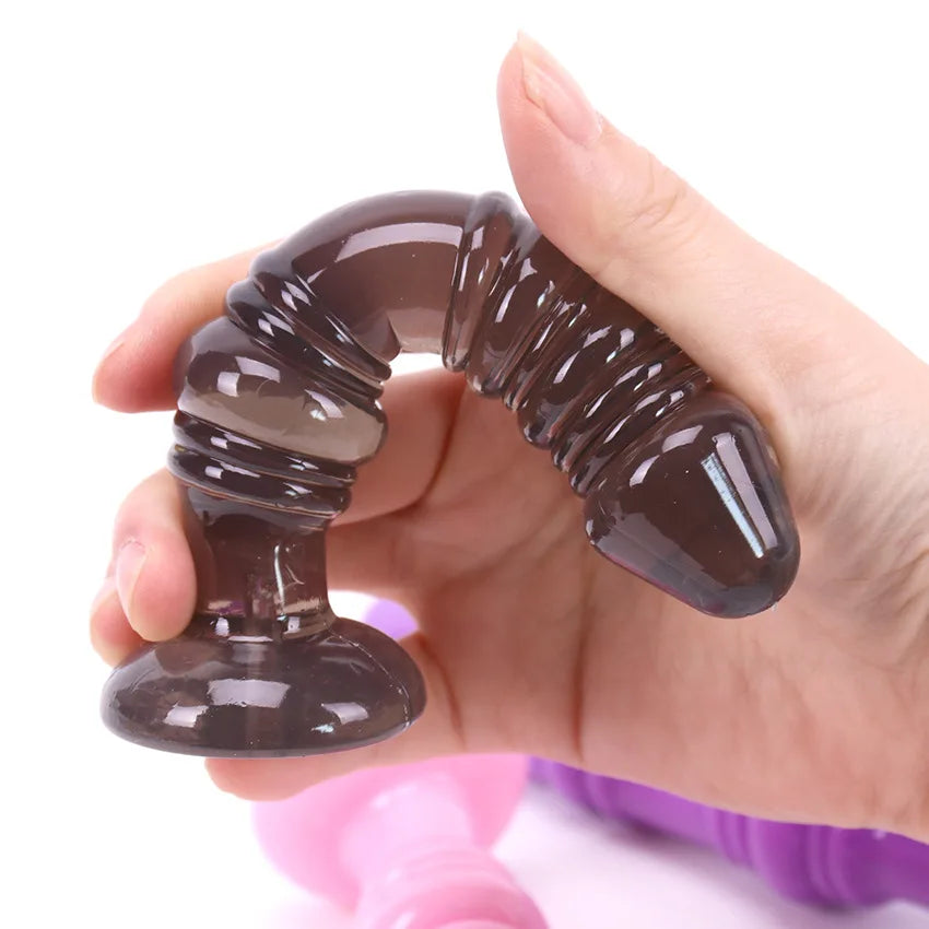 Silicone Thread Anal Plug Beads Jelly Toys Skin Anal Butt Plug for Woman and Men